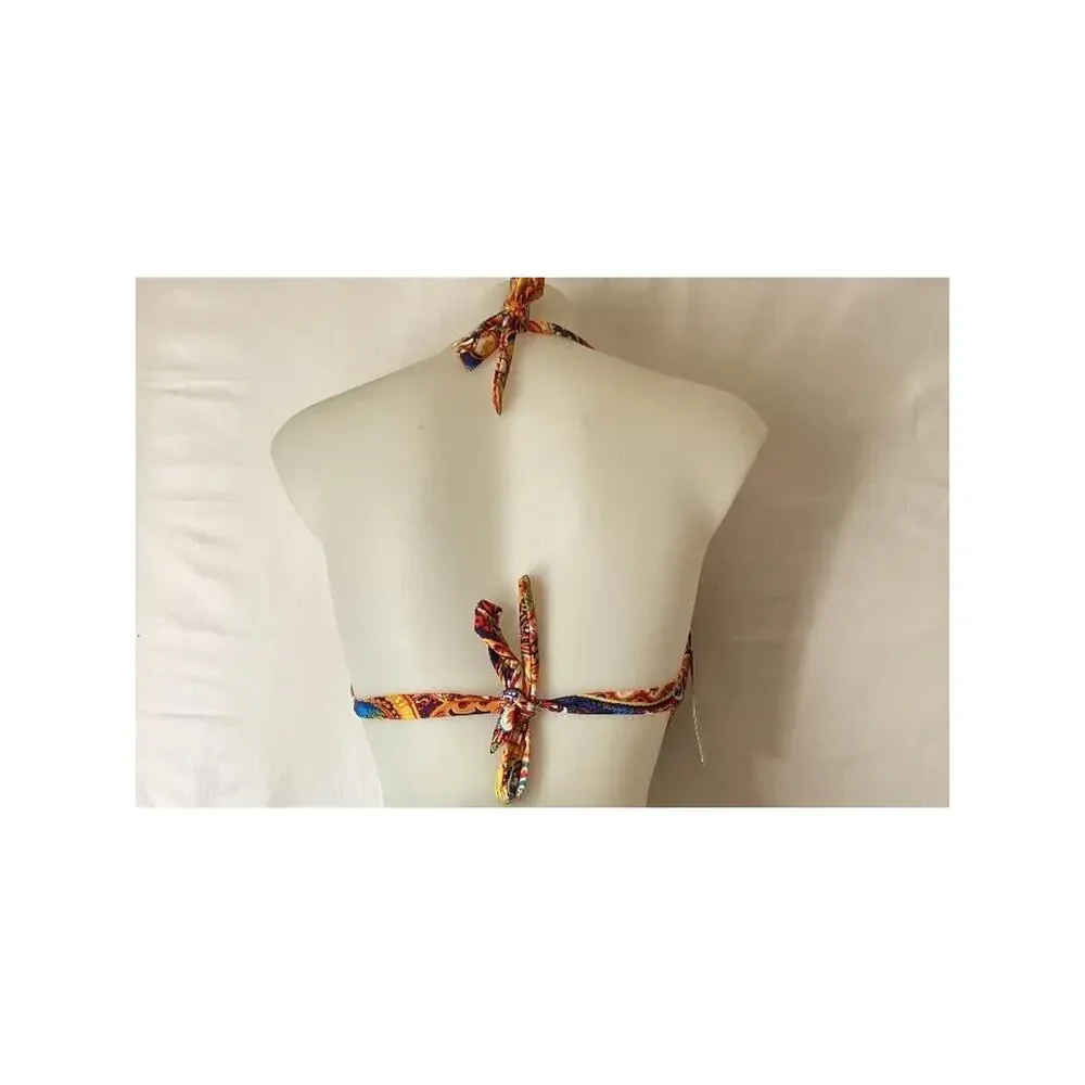 NWT Bikini Bay VYNP Moulded Hearts P/U Halter Top (only) Multigold Size 8 $18.99